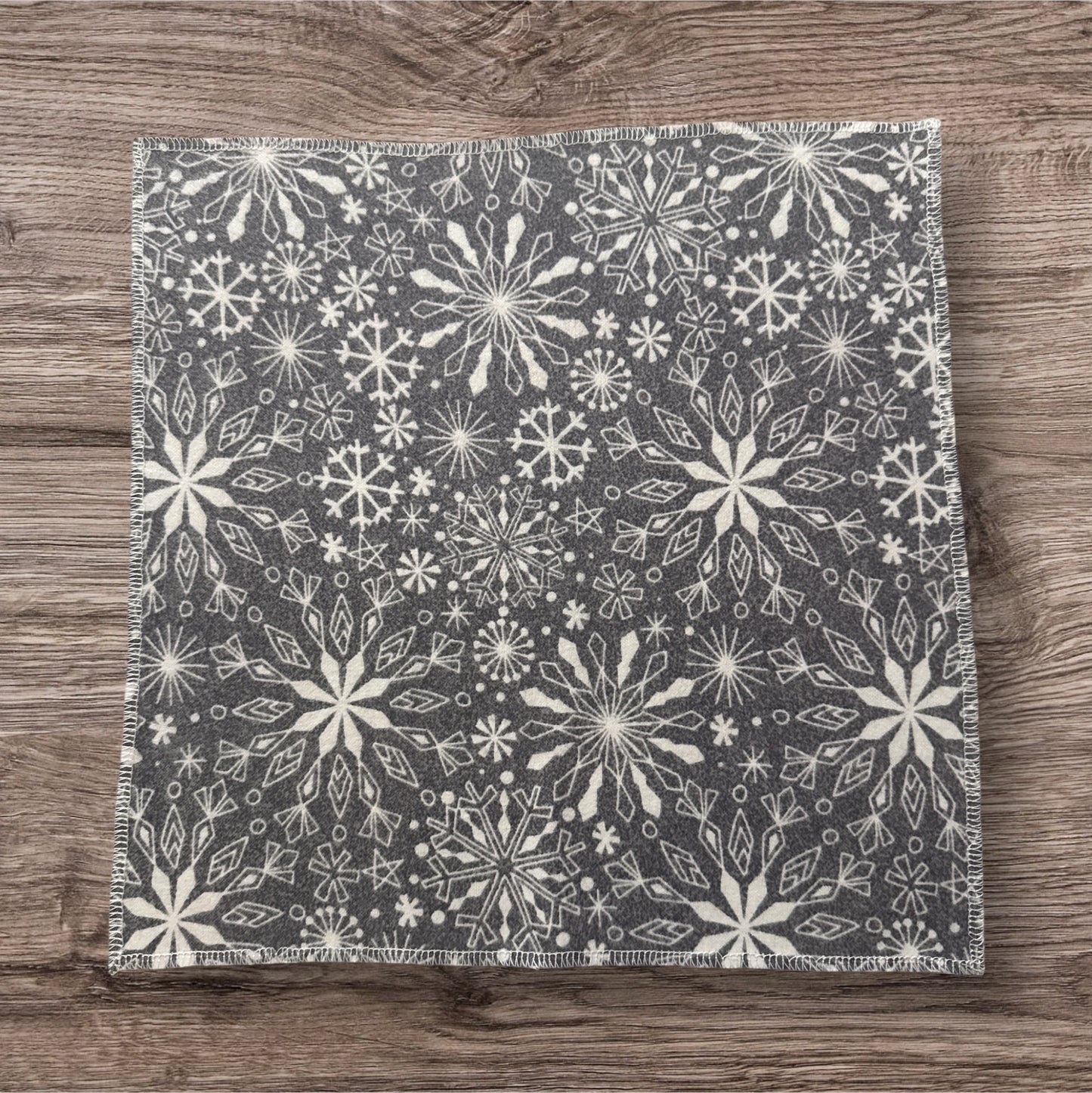 Reusable Paper Towels – Gray Snowflake Print (6-Pack) | Eco-Friendly Winter Kitchen