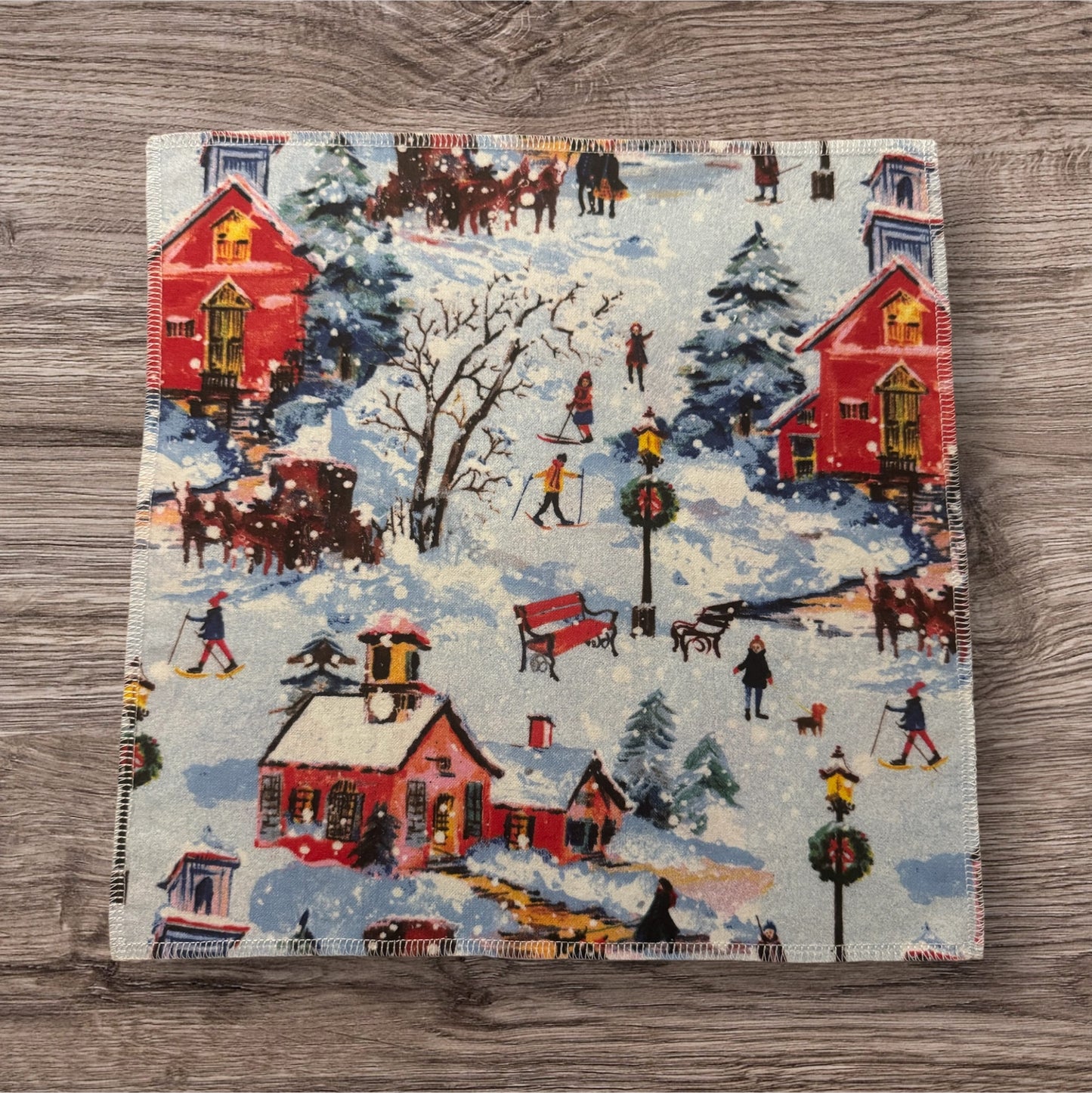 Reusable Paper Towels โ Winter Village Print (6-Pack) | Eco-Friendly Holiday Kitchen