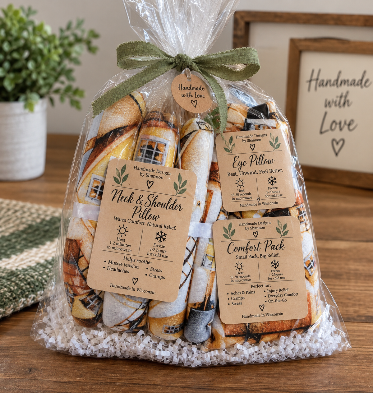 Handmade Comfort Trio Gift Set – Neck & Shoulder Pillow, Eye Pillow & Comfort Pack