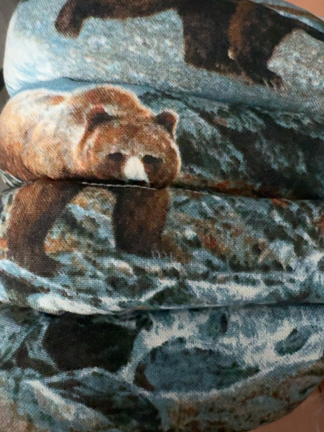 Woodland Bear Neck Pillow – Mountain & Forest Print
