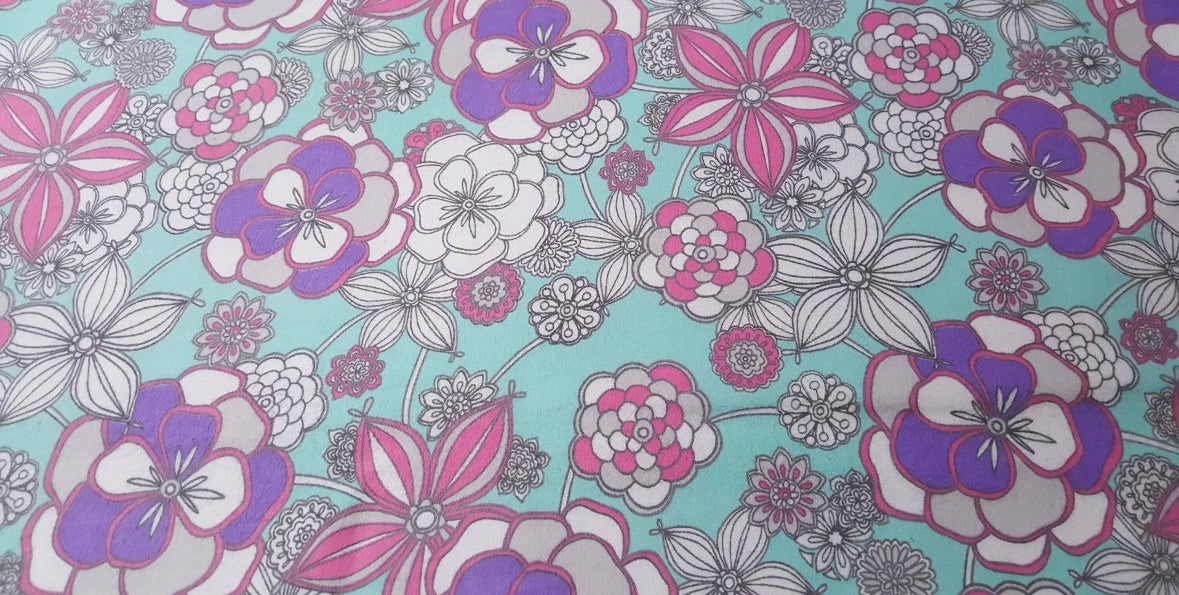 Reusable Paper Towels – Aqua Pink & Purple Floral – Set of 6