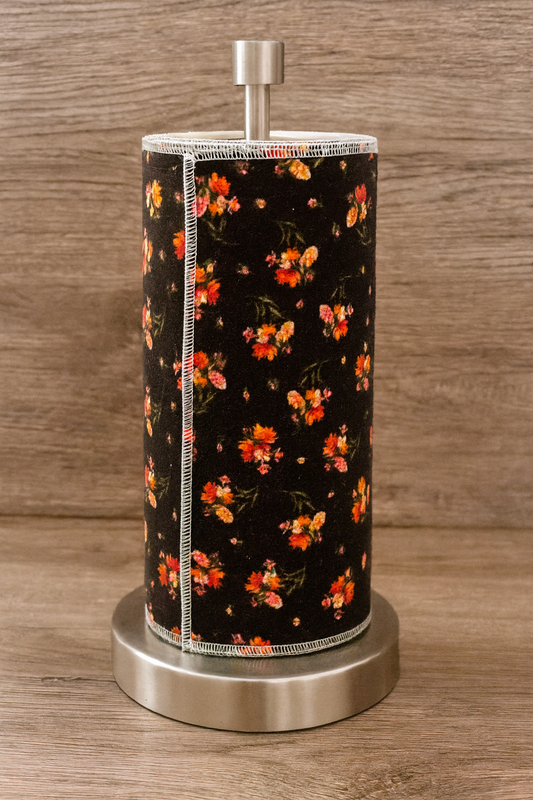 Reusable Paper Towels – Black Floral Print (6-Pack) | Eco-Friendly & Washable