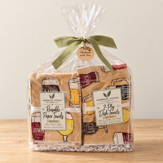 Beer & Drinks Reusable Kitchen Towel Gift Set