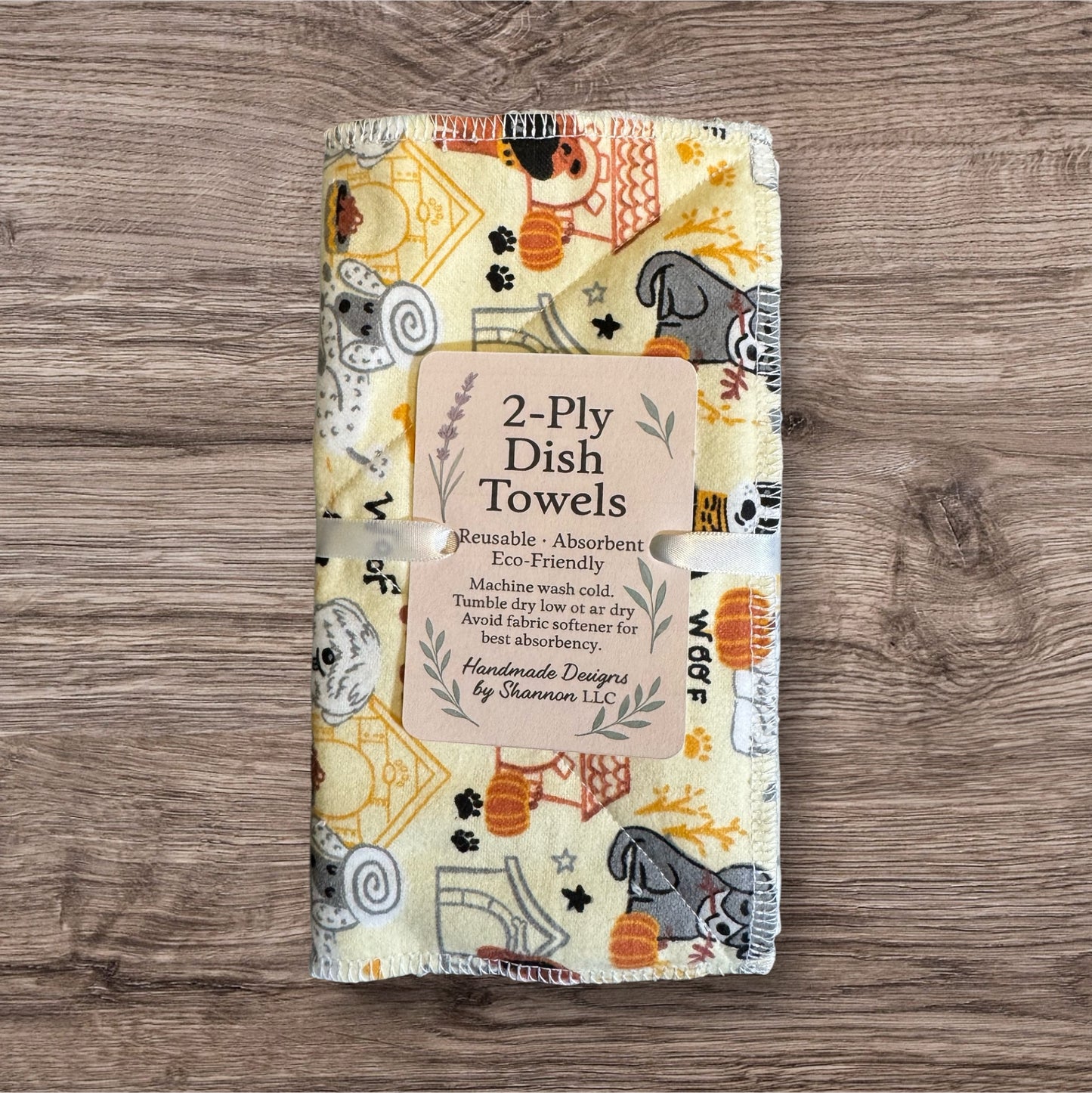 Reusable 2-Ply Dish Towels – Cotton Flannel & Terry Cloth, Absorbent Eco-Friendly Kitchen Towels (Set of 2)