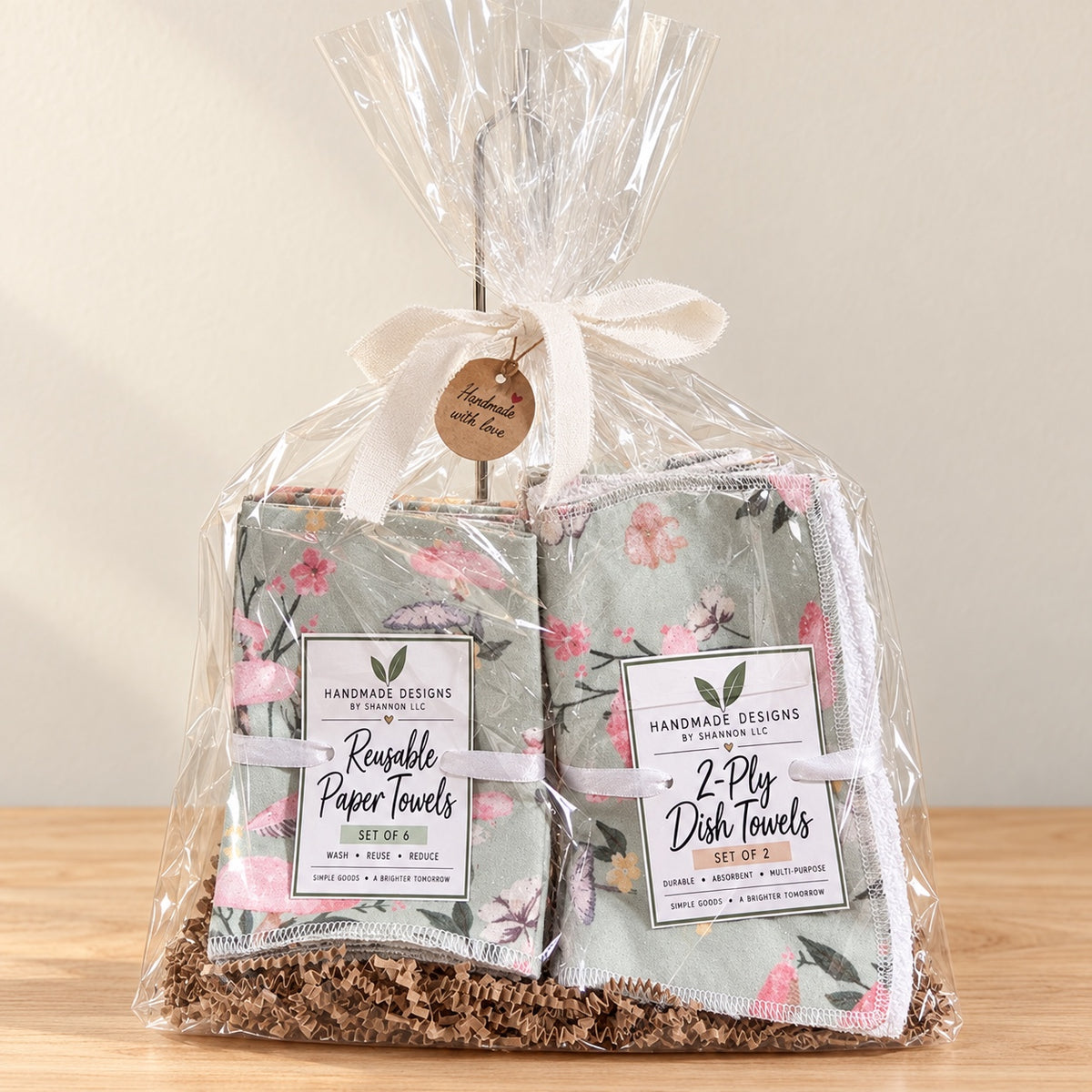 Sage Floral Reusable Kitchen Towel Gift Set