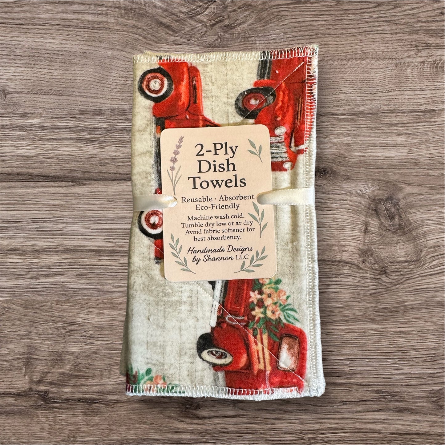 Reusable 2-Ply Dish Towels – Cotton Flannel & Terry Cloth, Absorbent Eco-Friendly Kitchen Towels (Set of 2)