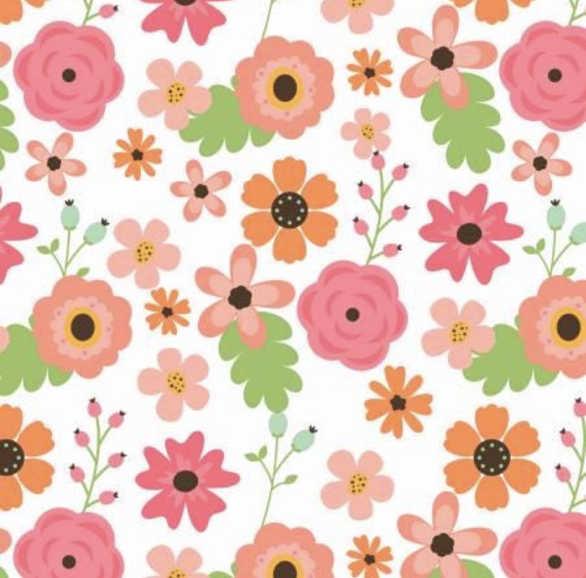 Pink & Orange Floral Reusable Paper Towels – Spring Garden Flannel Unpaper Towels – Set of 6