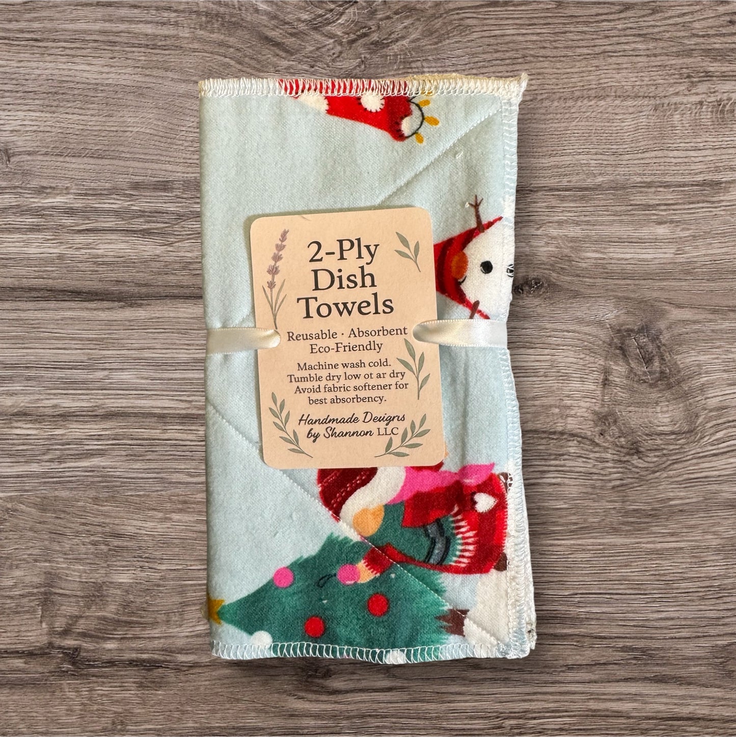 Reusable 2-Ply Dish Towels – Cotton Flannel & Terry Cloth, Absorbent Eco-Friendly Kitchen Towels (Set of 2)