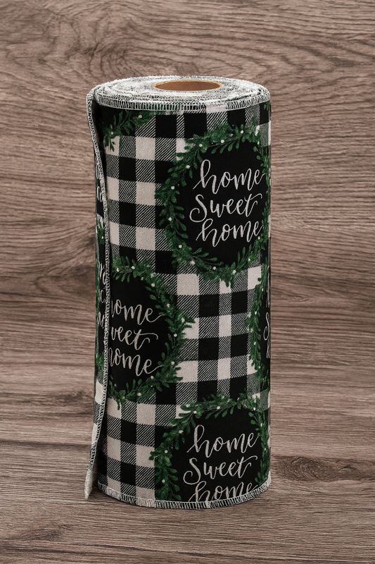 Reusable Paper Towels – Buffalo Plaid “Home Sweet Home” (6-Pack) | Eco-Friendly Farmhouse Style