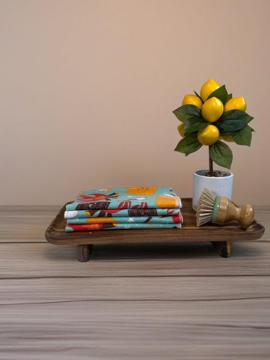 2-Ply 2 Pack Zero Waste Dish Towels, Cotton Flannel, Terry Cloth| Eco-Friendly & Washable