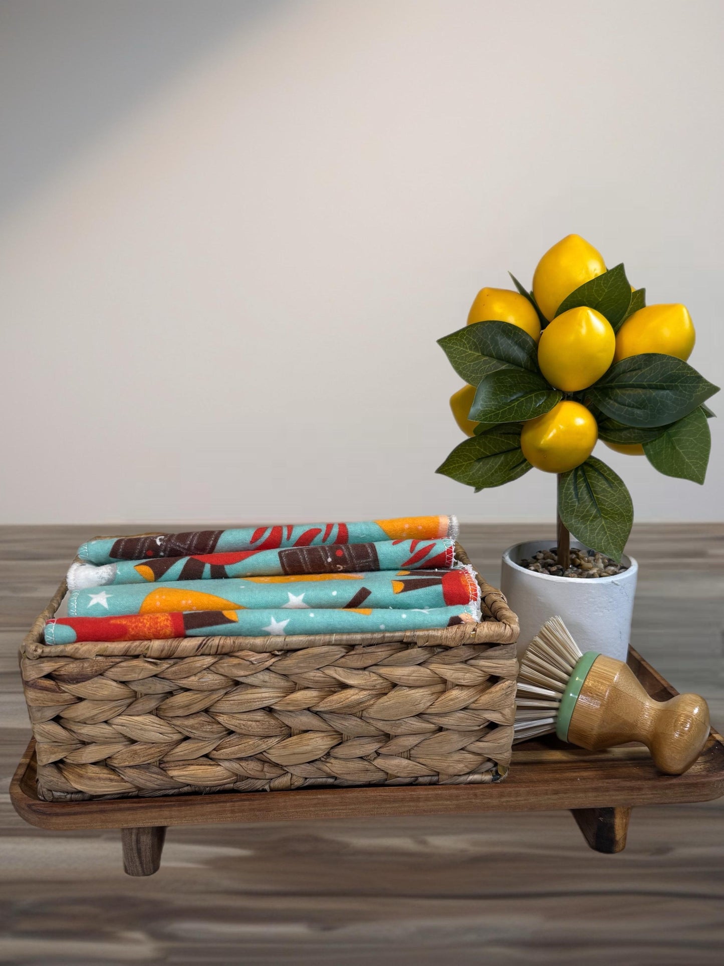 2-Ply 2 Pack Zero Waste Dish Towels, Cotton Flannel, Terry Cloth| Eco-Friendly & Washable