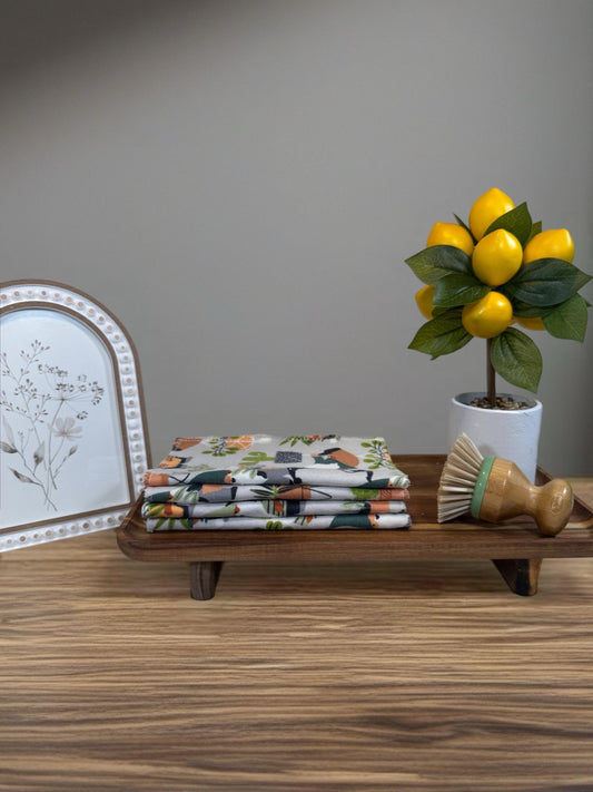 2-Ply 2 Pack Zero Waste Dish Towels, Cotton Flannel, Terry Cloth| Eco-Friendly & Washable