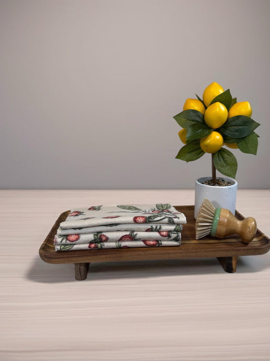 2-Ply 2 Pack Zero Waste Dish Towels, Cotton Flannel, Terry Cloth| Eco-Friendly & Washable