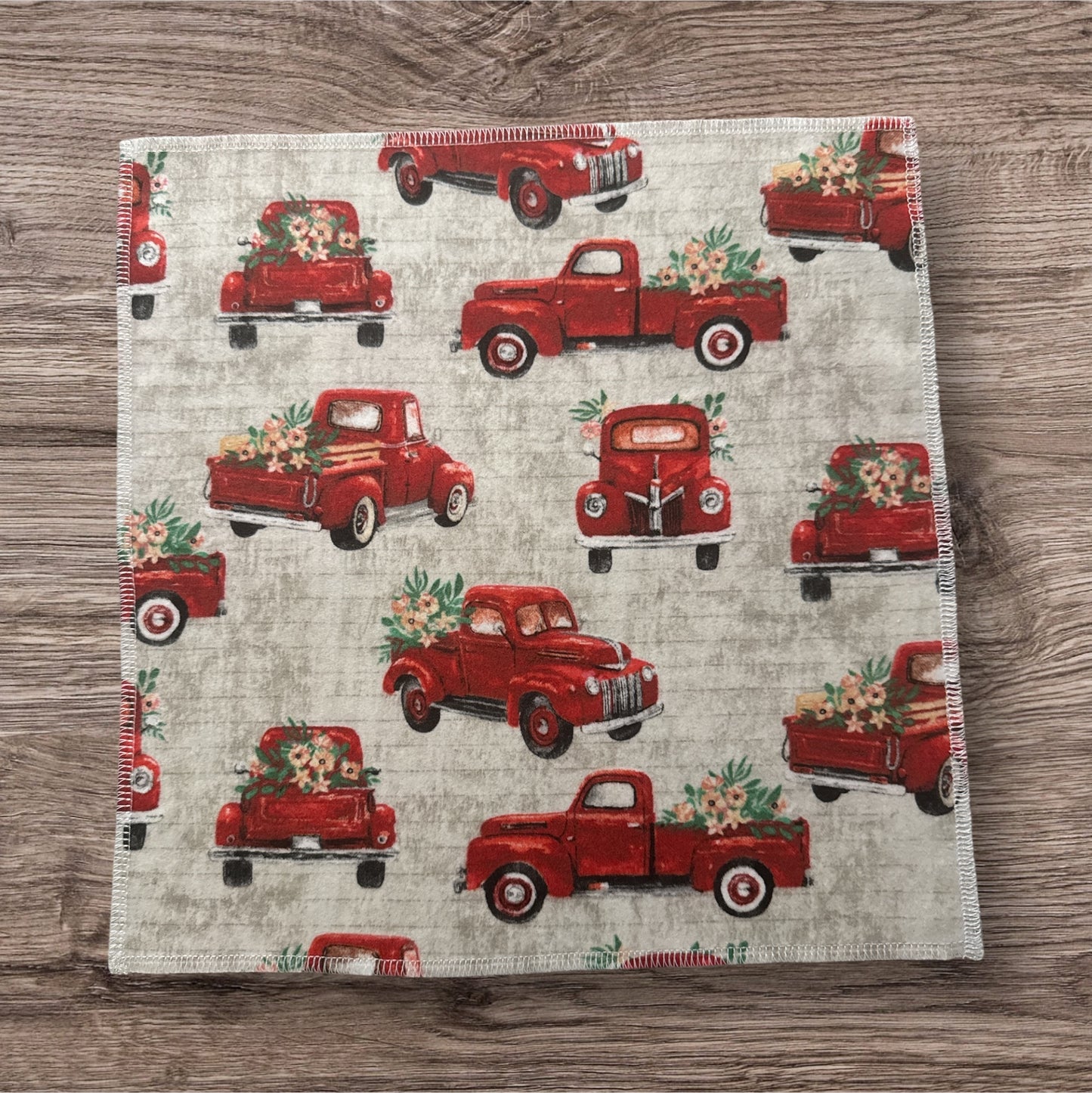 Reusable Paper Towels – Red Vintage Truck Print (6-Pack) | Eco-Friendly Farmhouse Holiday