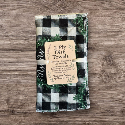 🏡 2-Ply Dish Towels – Cotton Flannel & Terry Cloth