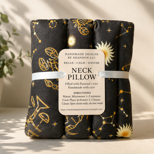 Celestial Sun & Moon Neck Pillow – Black & Gold