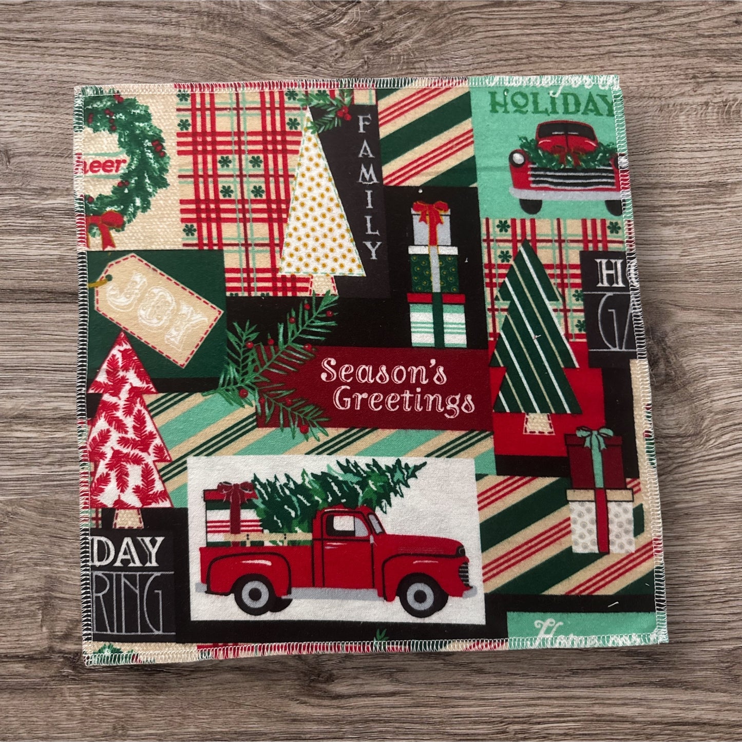 Reusable Paper Towels – Holiday Patchwork Print (6-Pack) | Eco-Friendly Christmas Kitchen