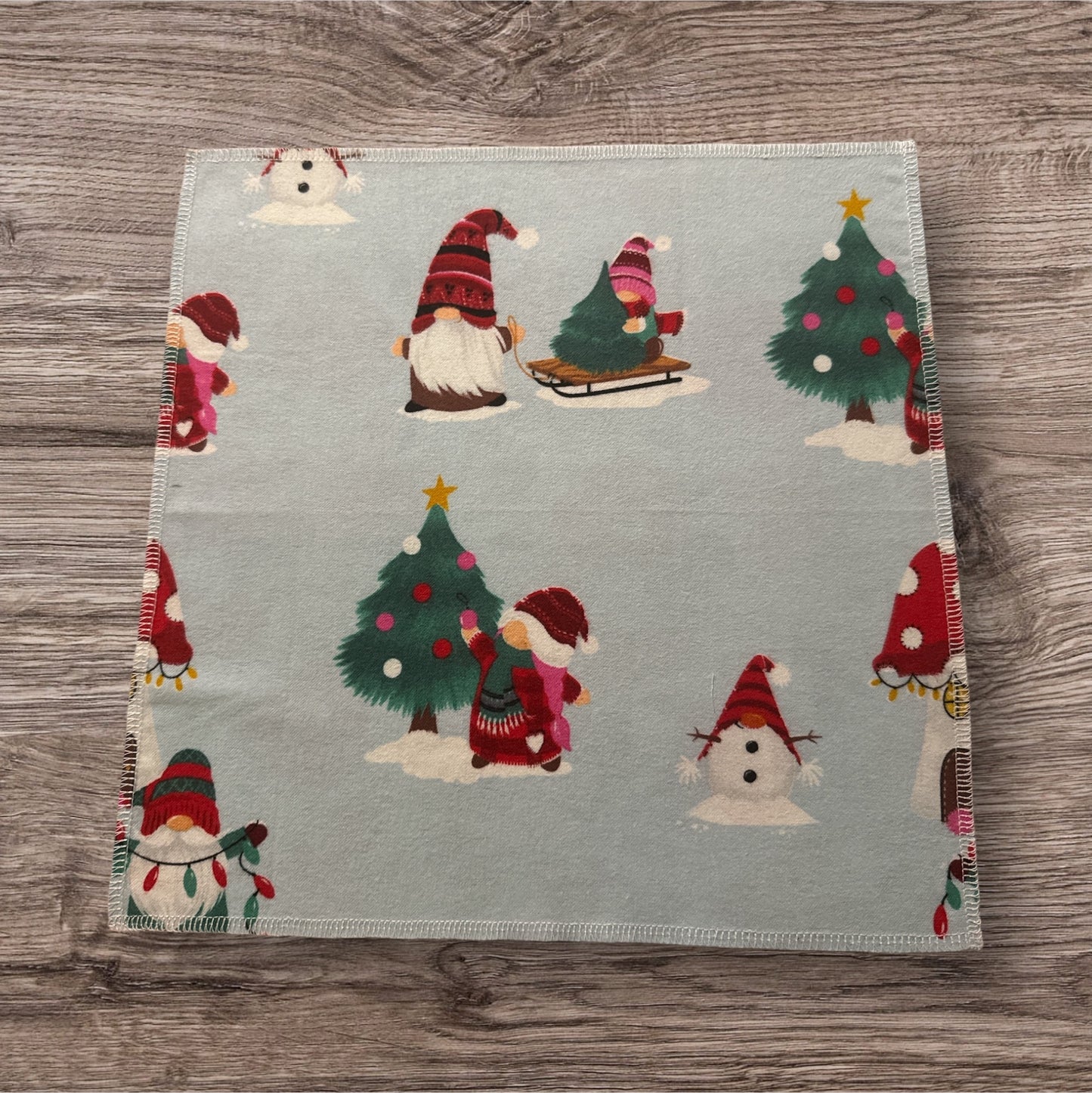 Reusable Paper Towels – Christmas Gnome Print (6-Pack) | Eco-Friendly Holiday Kitchen