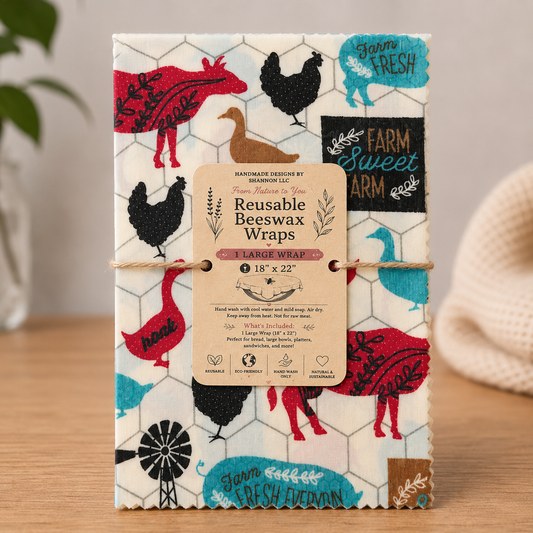 Farm Fresh Country Reusable Beeswax Bread Wrap – 18” x 22”