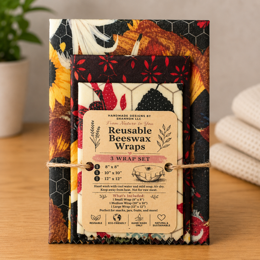 Farmhouse Chicken Reusable Beeswax Wraps – 3-Piece Set