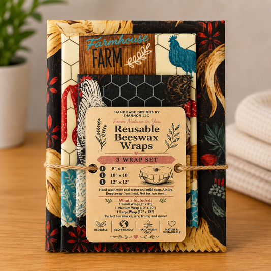 Farmhouse Favorites Reusable Beeswax Wraps – 3-Piece Set