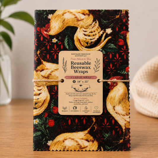 Farmhouse Rooster Reusable Beeswax Bread Wrap – 18” x 22”