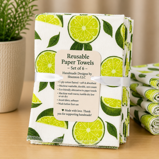 Fresh Lime Reusable Paper Towels – Set of 6