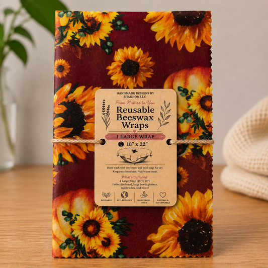 Harvest Sunflower Reusable Beeswax Bread Wrap – 18" x 22"