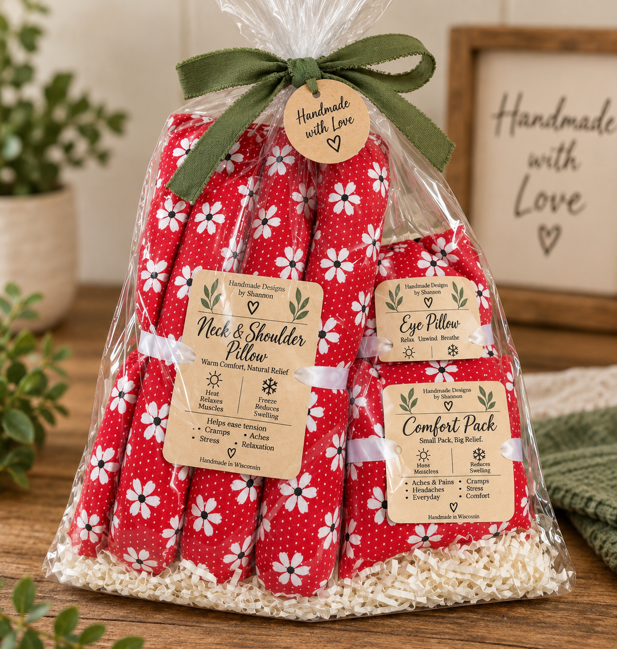 Handmade Comfort Trio Gift Set – Neck & Shoulder Pillow, Eye Pillow & Comfort Pack
