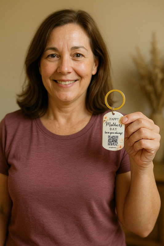 Personalized QR Code Keychain – Custom Mother’s Day Gift or Memorial Keepsake – In Loving Memory Tag – Scan Me Keychain