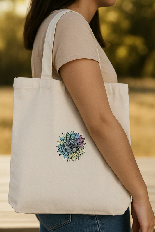 Pastel Sunflower Canvas Tote Bag – Eco-Friendly Reusable Bag