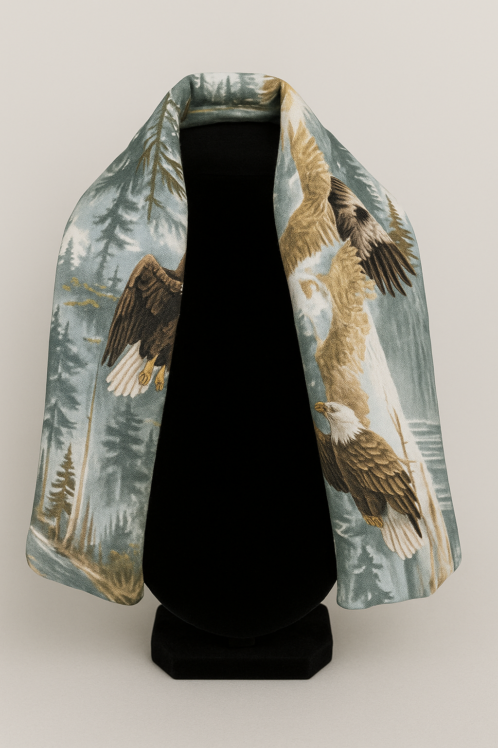 Microwavable Neck Wrap – Bald Eagle Forest Print | Flaxseed & Rice Filled