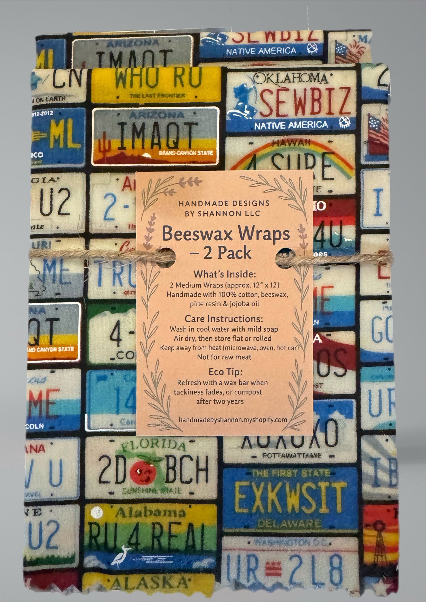 Beeswax Wraps – 2 Pack (Medium 12”x12”) | Reusable & Eco-Friendly