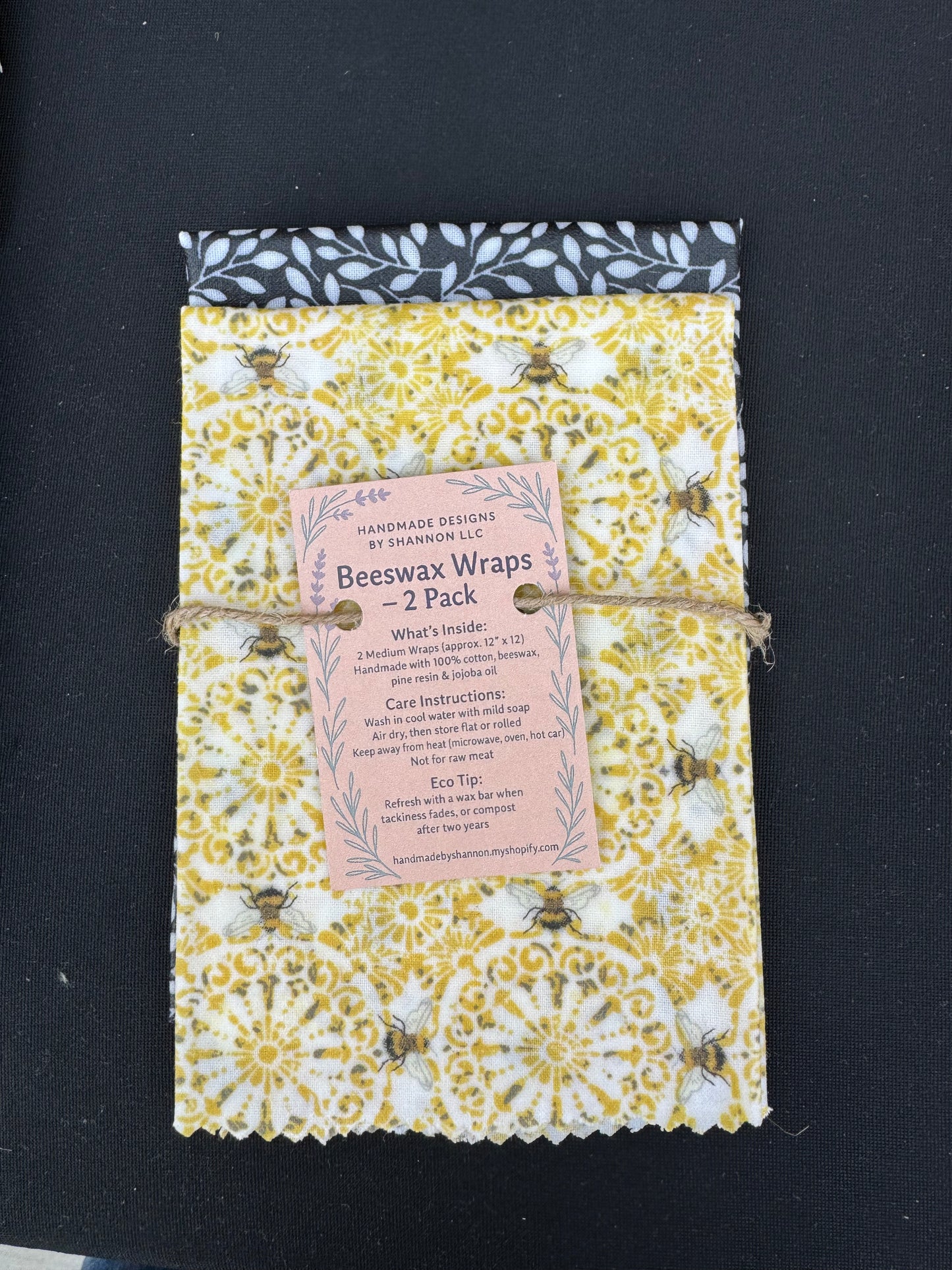 Beeswax Wraps – 2 Pack (Medium 12”x12”) | Reusable & Eco-Friendly