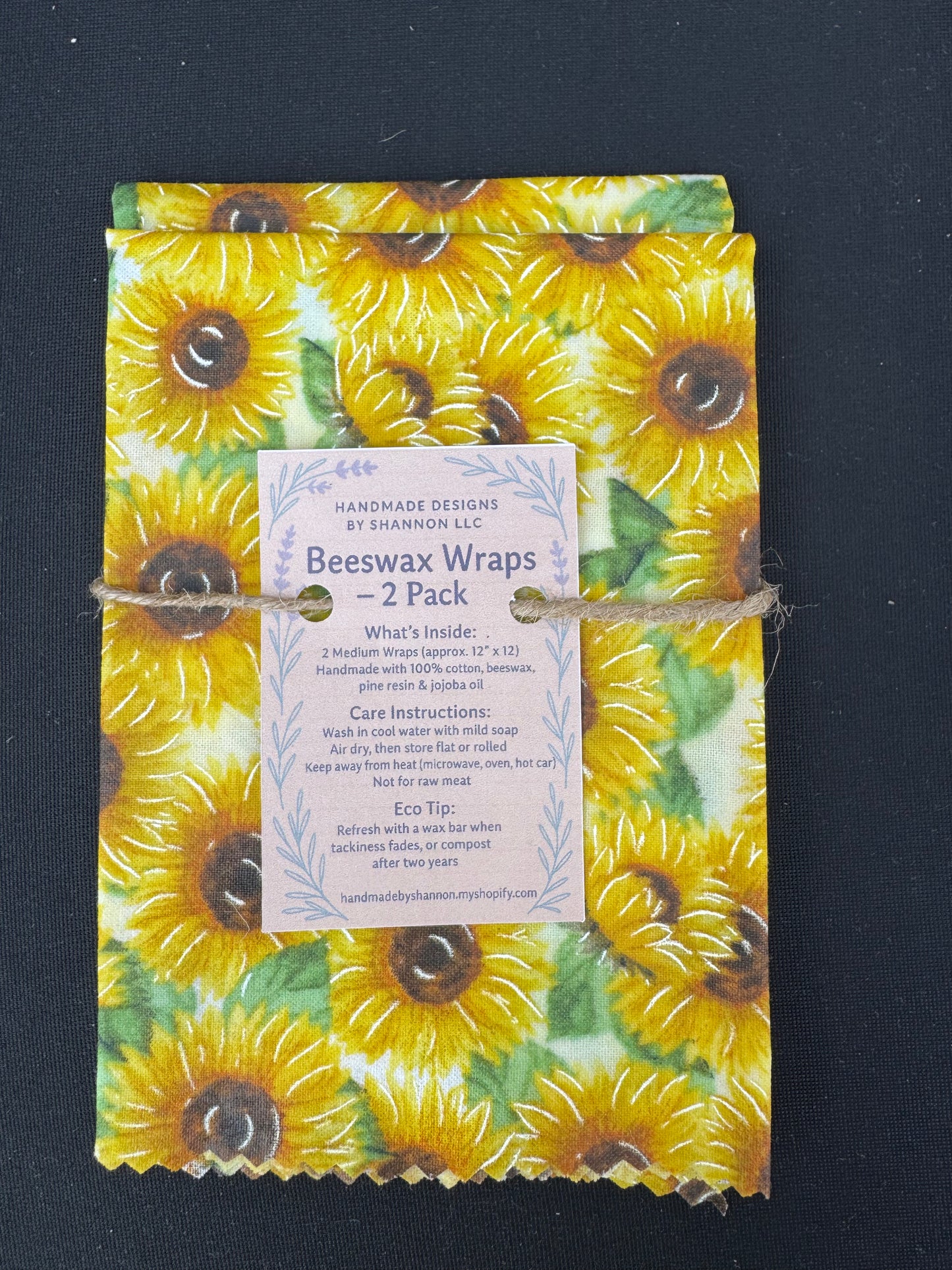 Beeswax Wraps – 2 Pack (Medium 12”x12”) | Reusable & Eco-Friendly