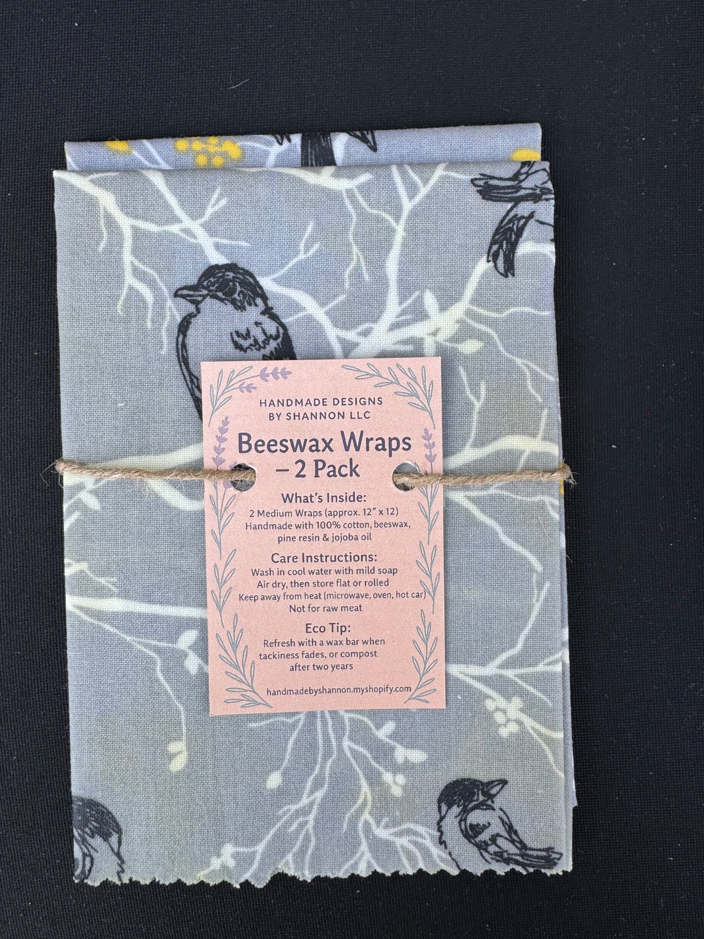 Beeswax Wraps – 2 Pack (Medium 12”x12”) | Reusable & Eco-Friendly