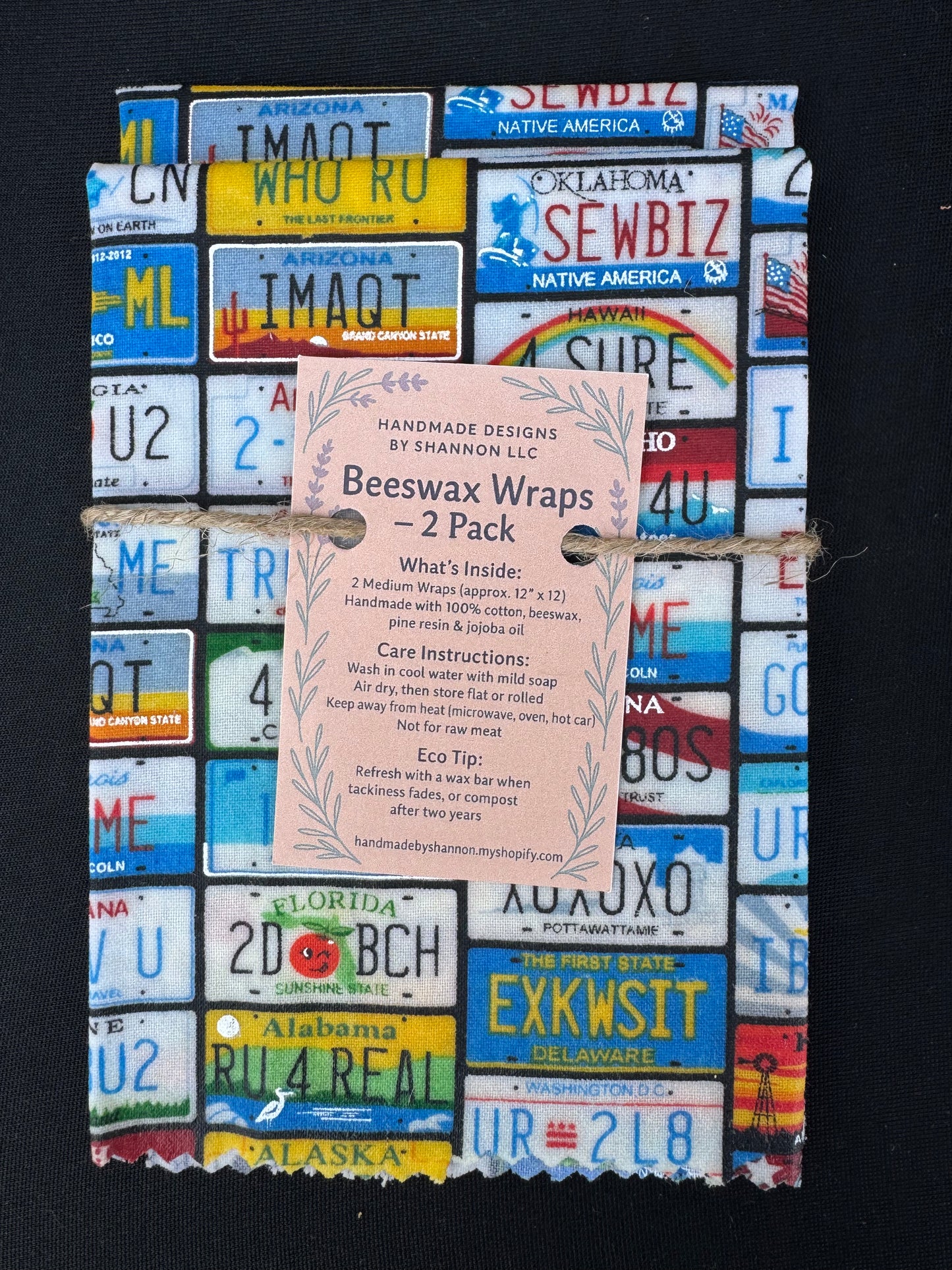Beeswax Wraps – 2 Pack (Medium 12”x12”) | Reusable & Eco-Friendly