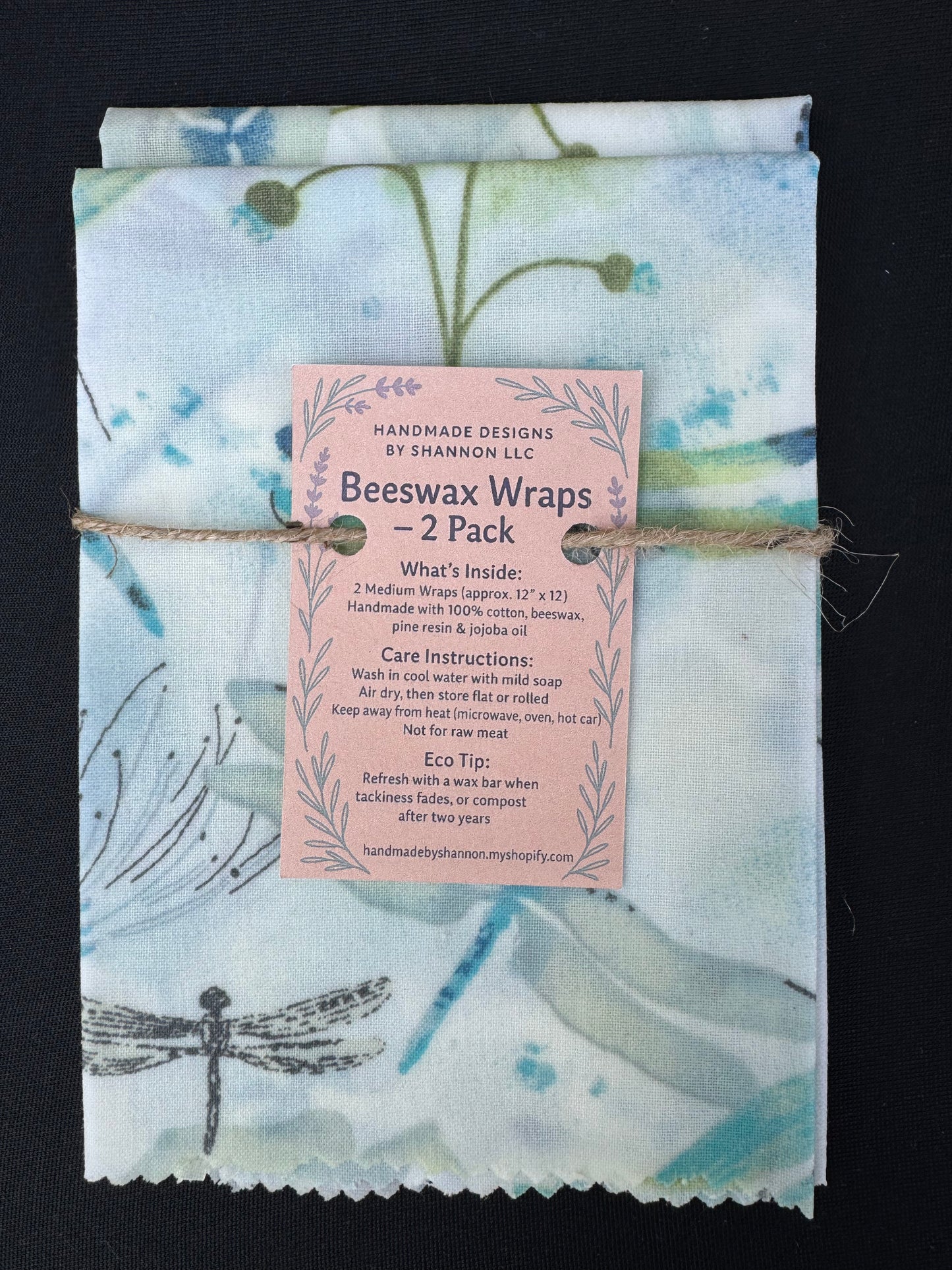 Beeswax Wraps – 2 Pack (Medium 12”x12”) | Reusable & Eco-Friendly