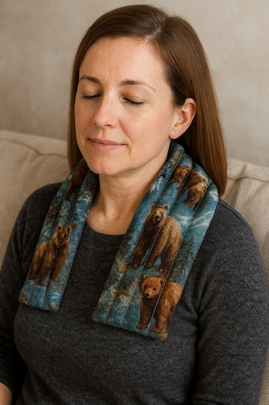 Bear Print Neck Pillow – Hot & Cold Therapy