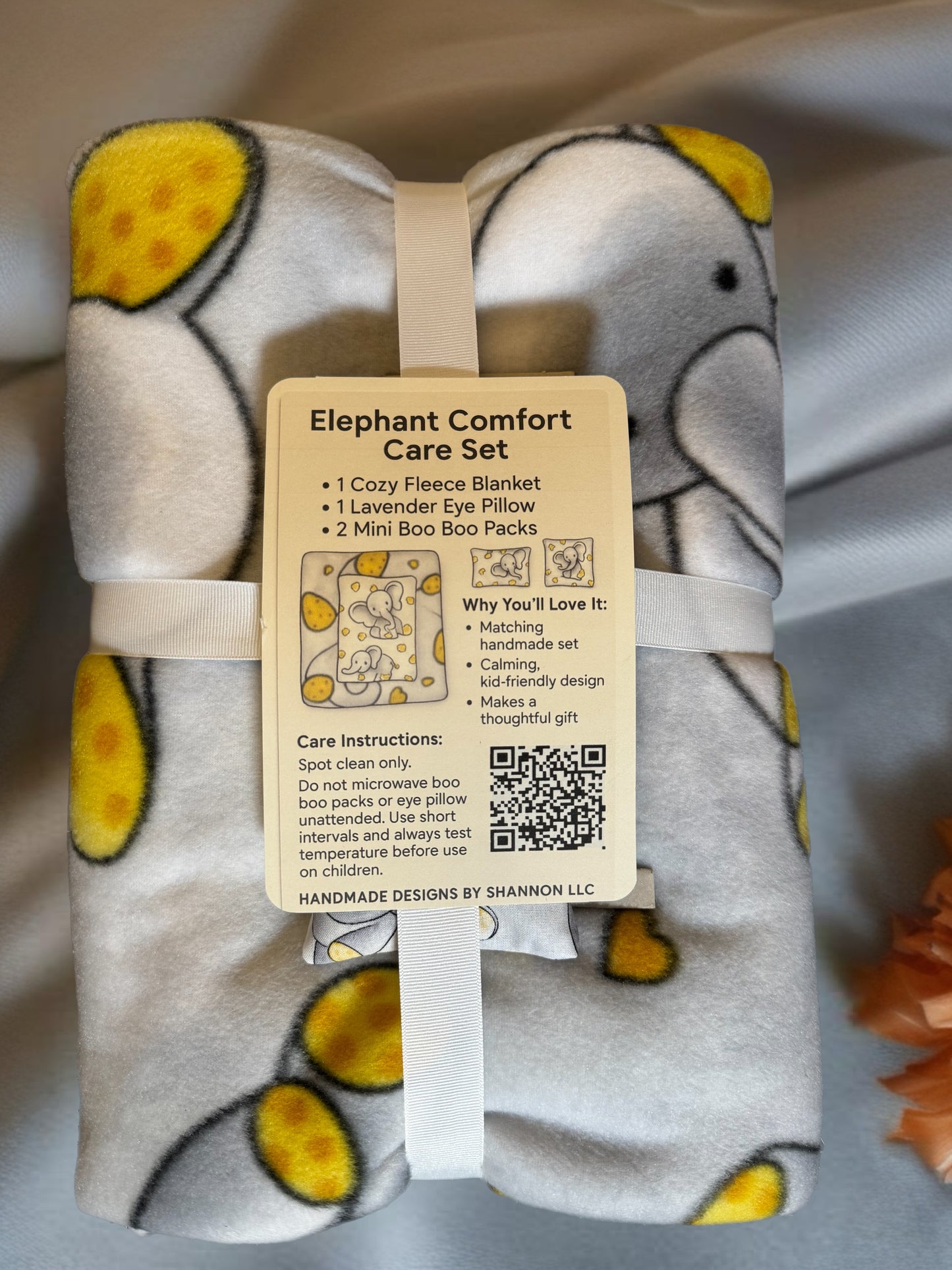 Elephant Comfort Care Set – Blanket, Lavender Eye Pillow & Boo Boo Packs