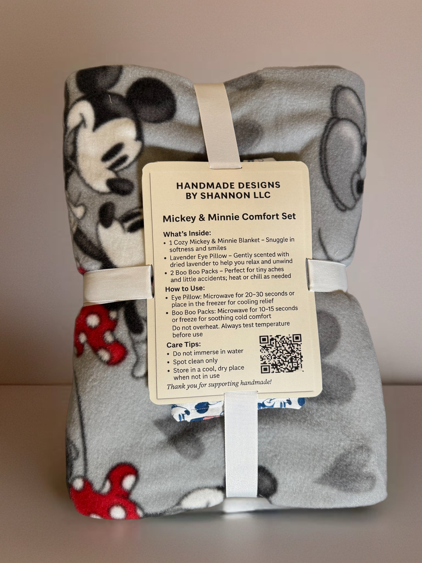 Mickey & Minnie Comfort Set By Handmade Designs by Shannon LLC Snuggle up with timeless characters and cozy comfort!