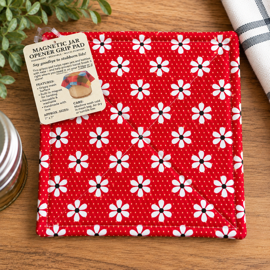 Red Daisy Magnetic Jar Opener Grip Pad