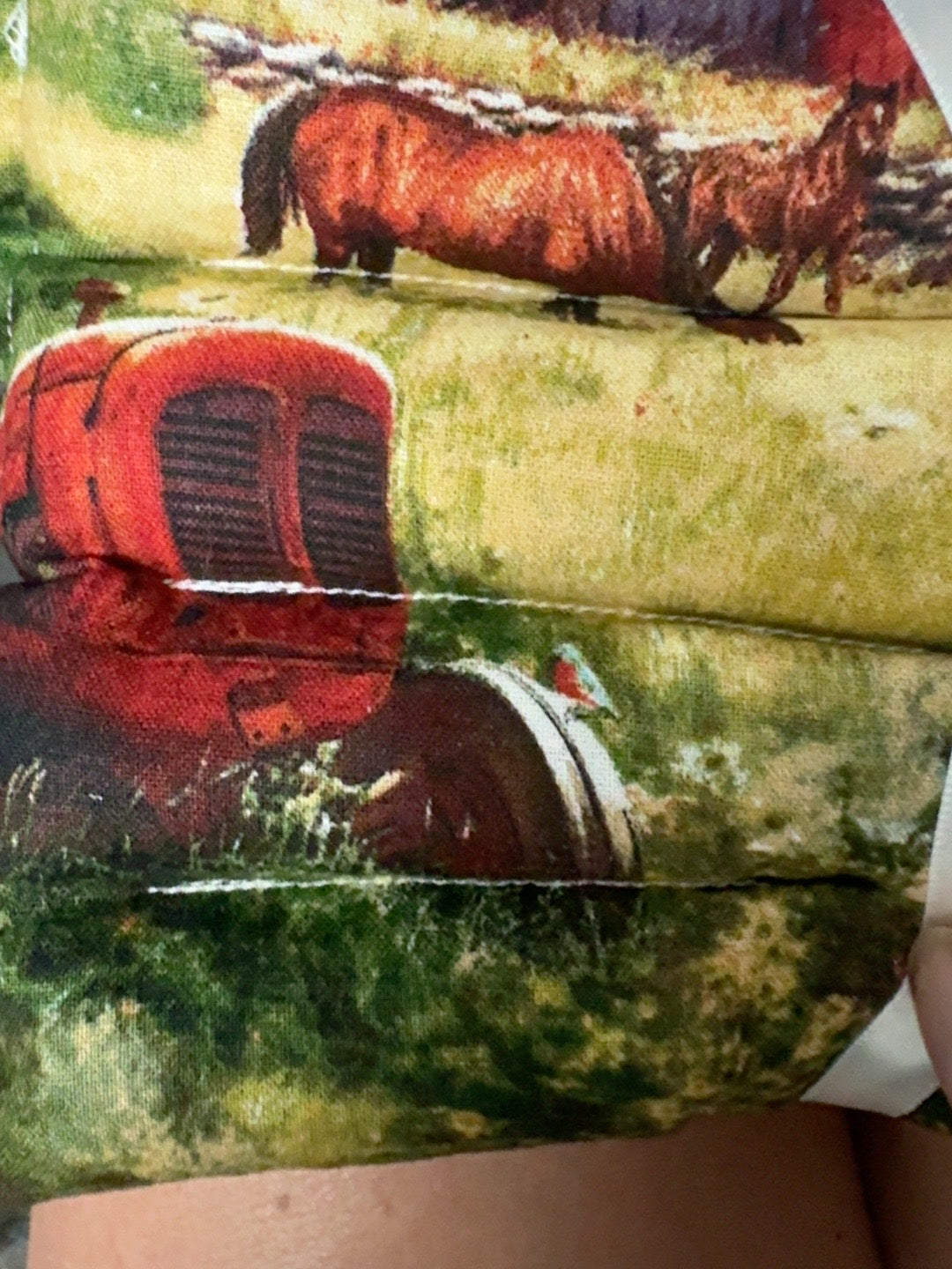 Rustic Farm Life Neck Pillow – Horses & Tractor