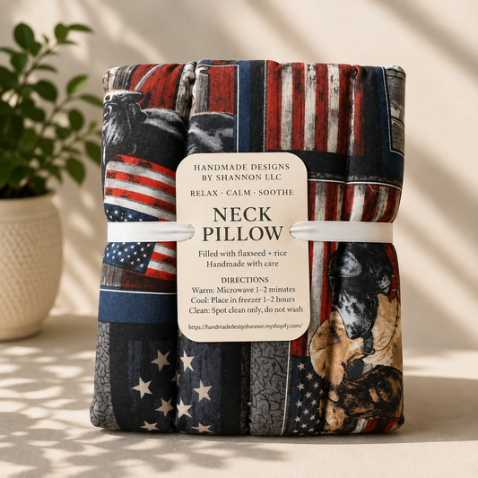Rustic Americana Farm Neck Pillow – Dogs & American Flag