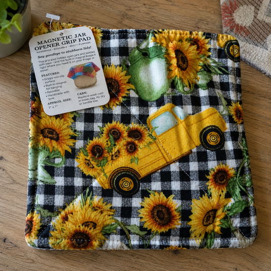 Sunflower & Yellow Truck Magnetic Jar Opener Grip Pad