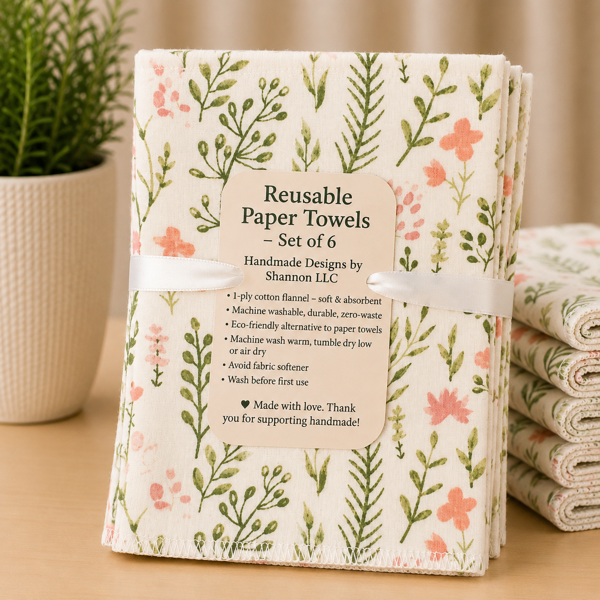 Wildflower Garden Reusable Paper Towels – Set of 6