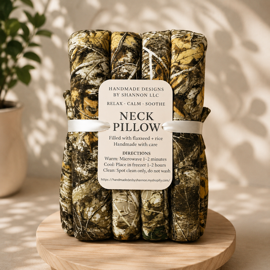 Woodland Camo Neck Pillow – Rustic Hunting Print