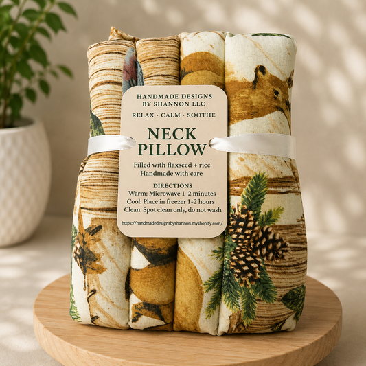 Woodland Fox & Pine Neck Pillow – Flaxseed & Rice Hot/Cold Pack