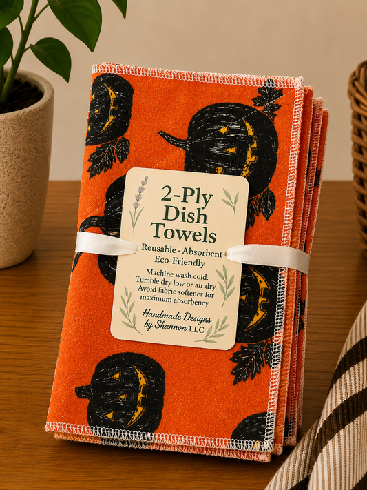 Black Jack-O’-Lanterns – 2-Ply Reusable Dish Towels