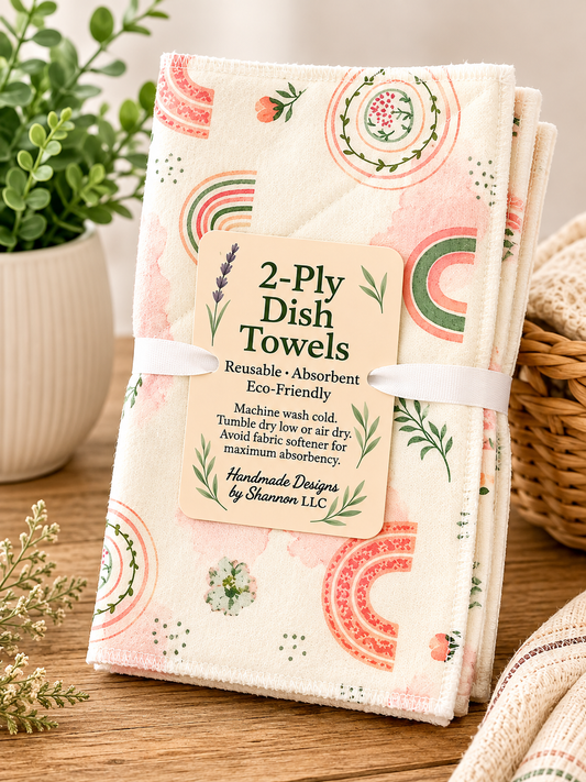 Boho Rainbow & Moon 2-Ply Reusable Dish Towels